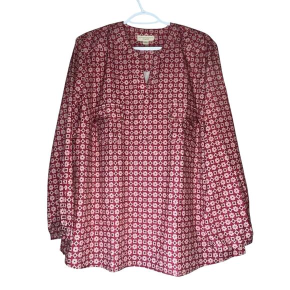 Appleseed's Pink Patterned Long Sleeve Blouse Size 1X - Picture 1 of 10